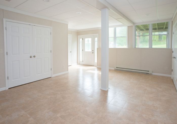 finished basement with dropped ceiling tiles